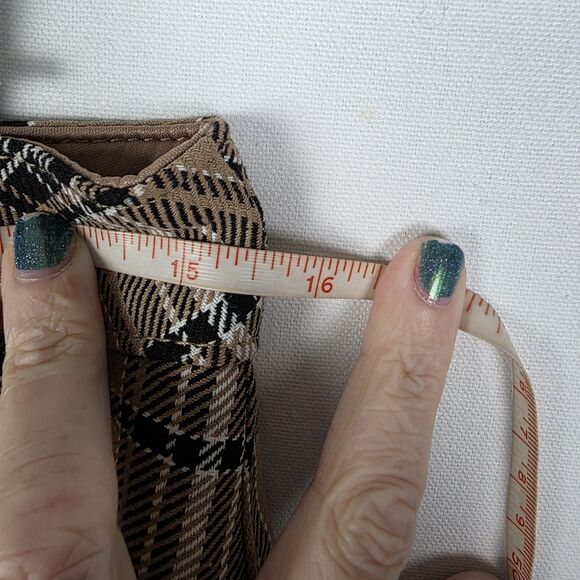 Express A Line Plaid Mini Skirt Tan‎ Brown Twee Preppy Clueless Size 6 Academia - Picture 4 of 7